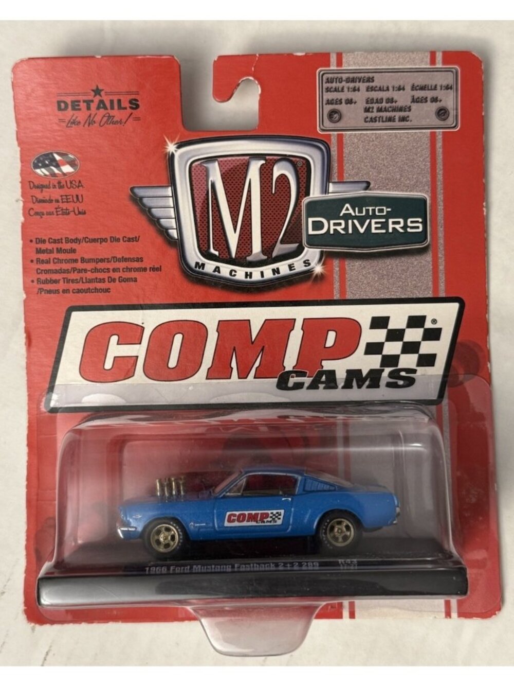 2017 M2 Machines 1966 Ford Mustang Fastback 2+2 289 Diecast Car Comp Cams HW5